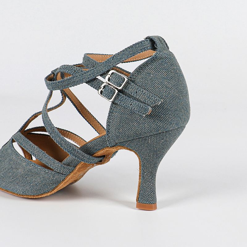 Women's Customized Heel Demin Latin Shoes Ballroom Dance Shoes