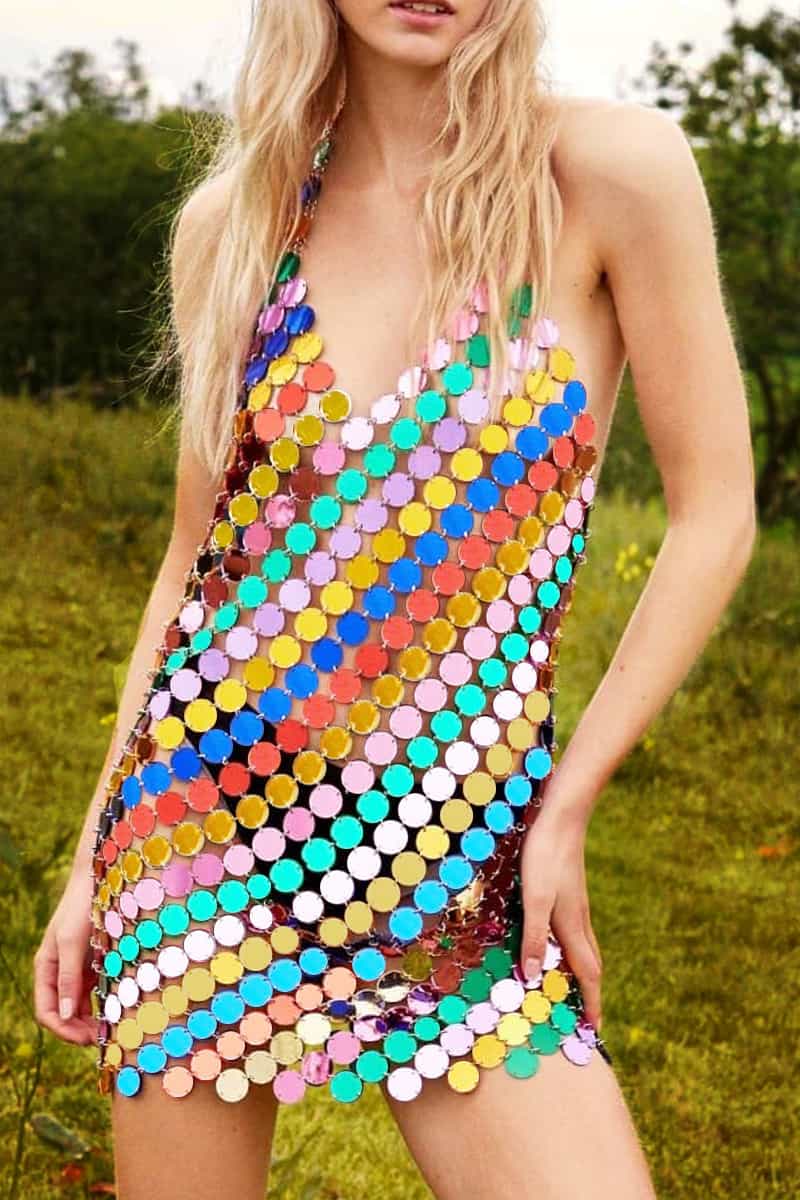Rainbow Sequin Mini Dress - Rainbow Sparkle Dress