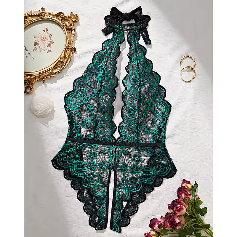 Model LT358Cross Hollow Crotchless Fishnet Bodysuits