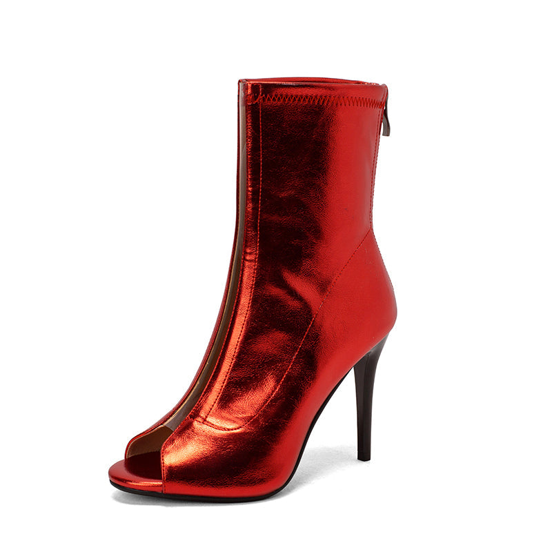 Women's PU 10cm Silm Heel Rubber Sole Dance Boots JazDance Shoes