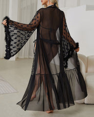 Long Sleeve Sheer Belted Nightgowns