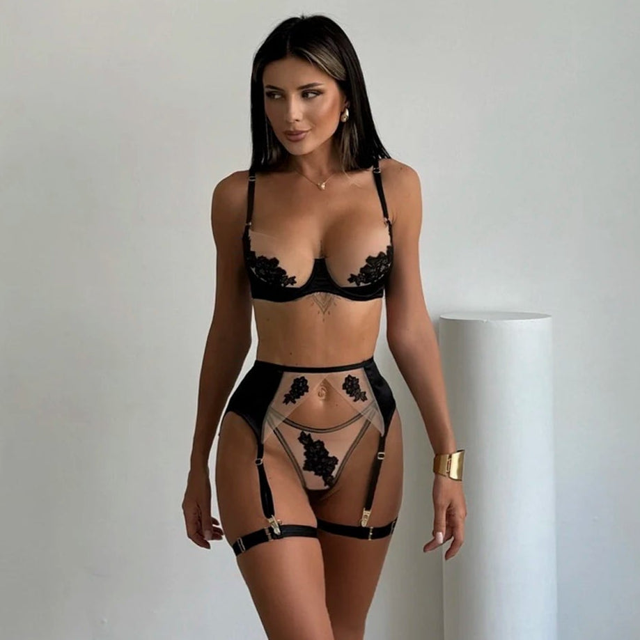 Model SL802Cross Hollow Crotchless Fishnet Bodysuits