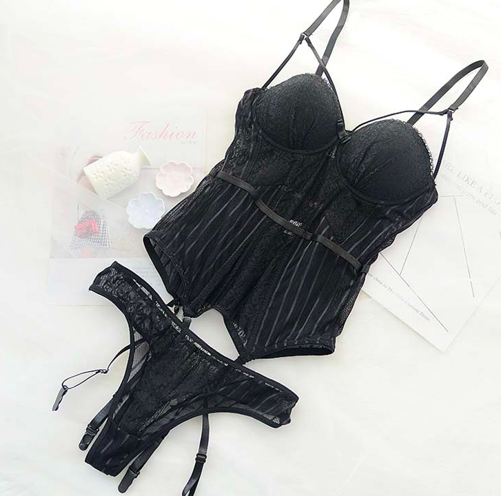 LORETTA LACE CORSET SETCross Hollow Crotchless Fishnet Bodysuits