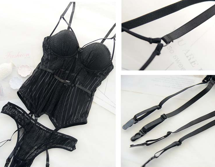 LORETTA LACE CORSET SETCross Hollow Crotchless Fishnet Bodysuits