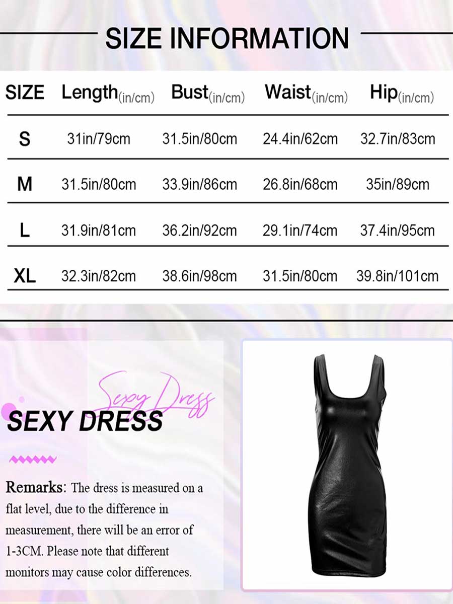 Simple Black Reflective Mini Dress