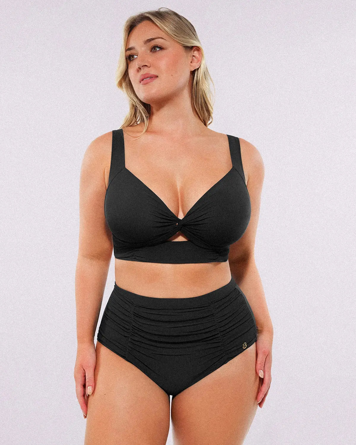 Smart Sculptâ„?Twist-Front Bikini Top & High-Waisted Bottom Set