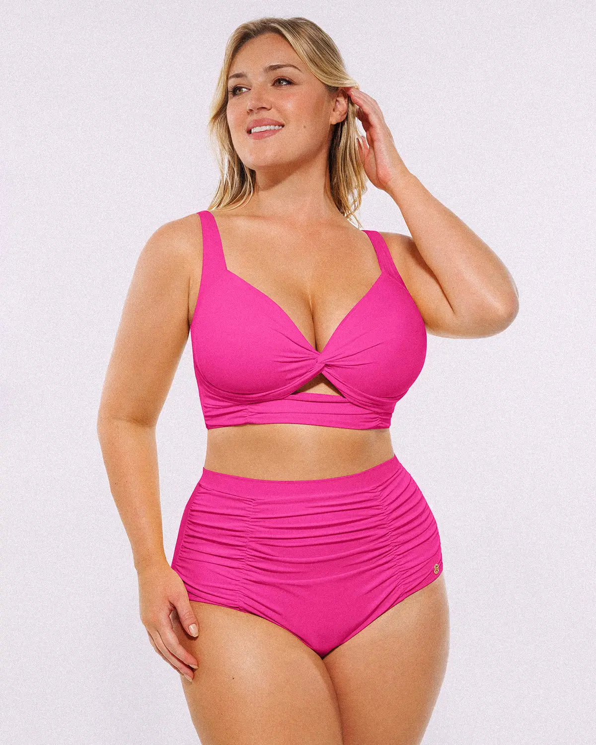 Smart Sculptâ„?Twist-Front Bikini Top & High-Waisted Bottom Set