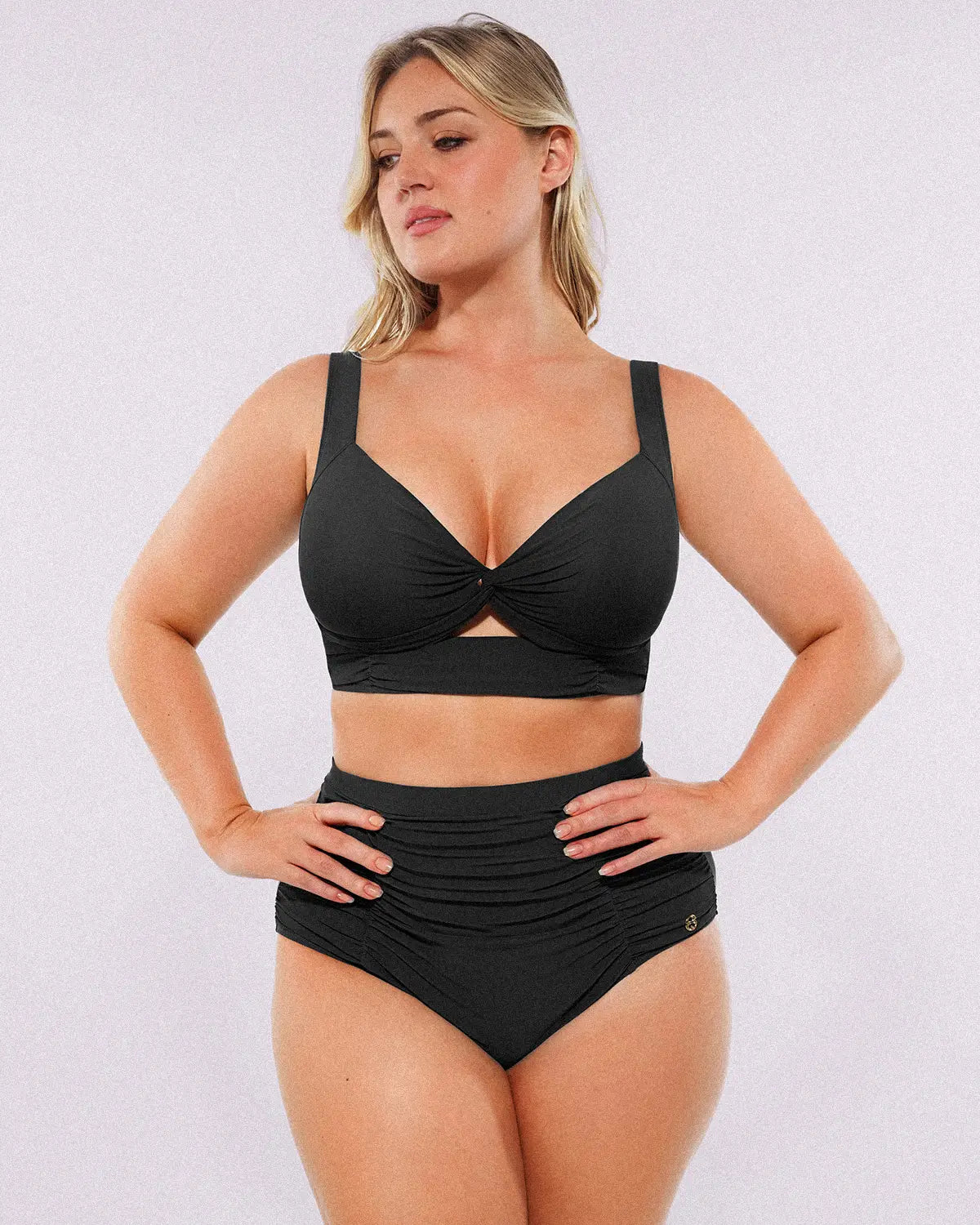 Smart Sculptâ„?Twist-Front Bikini Top & High-Waisted Bottom Set