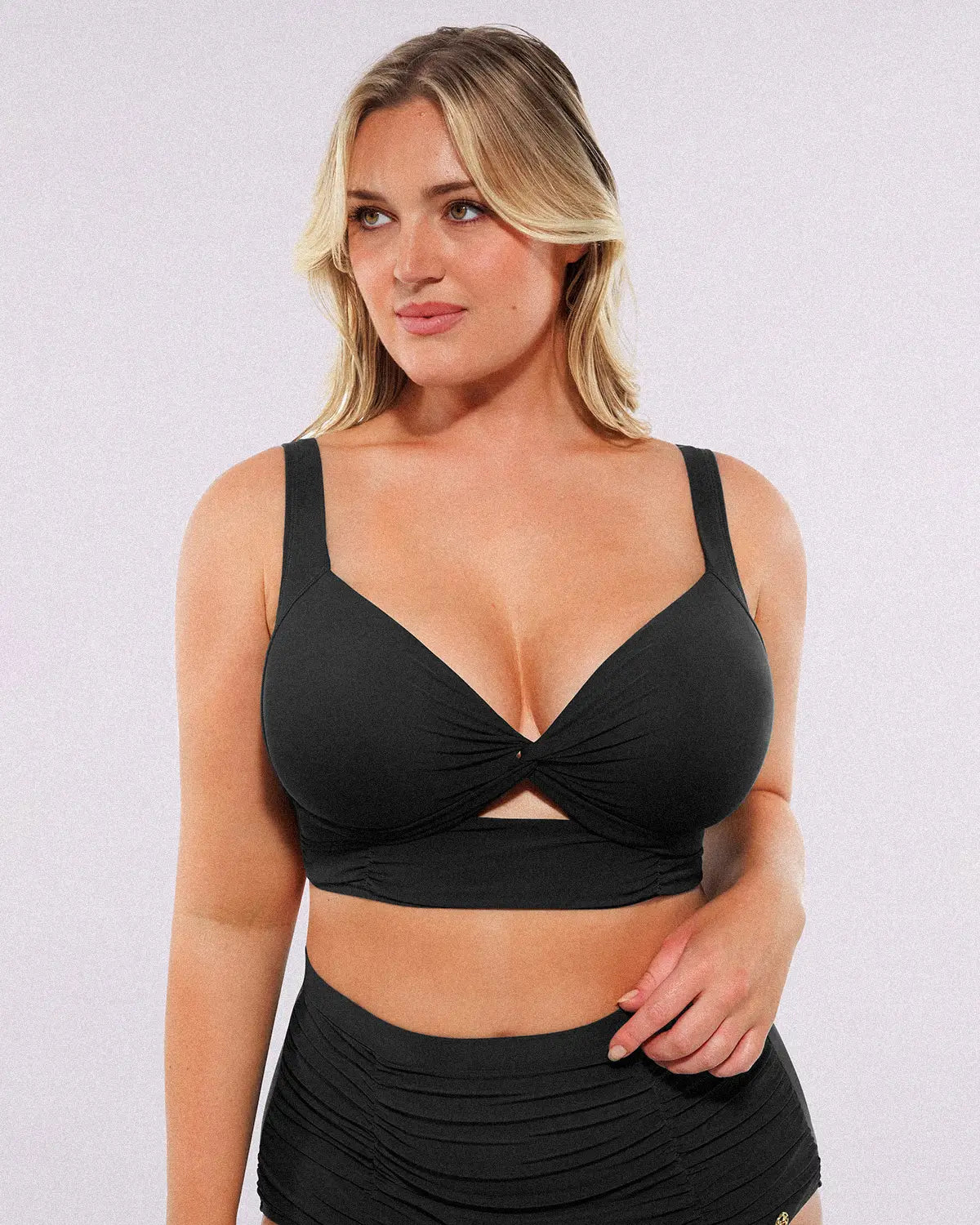 Smart Sculptâ„?Twist-Front Bikini Top & High-Waisted Bottom Set