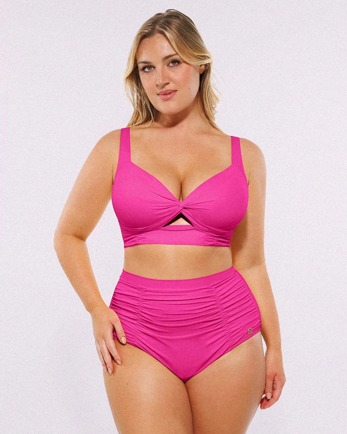 Smart Sculptâ„?Twist-Front Bikini Top & High-Waisted Bottom Set