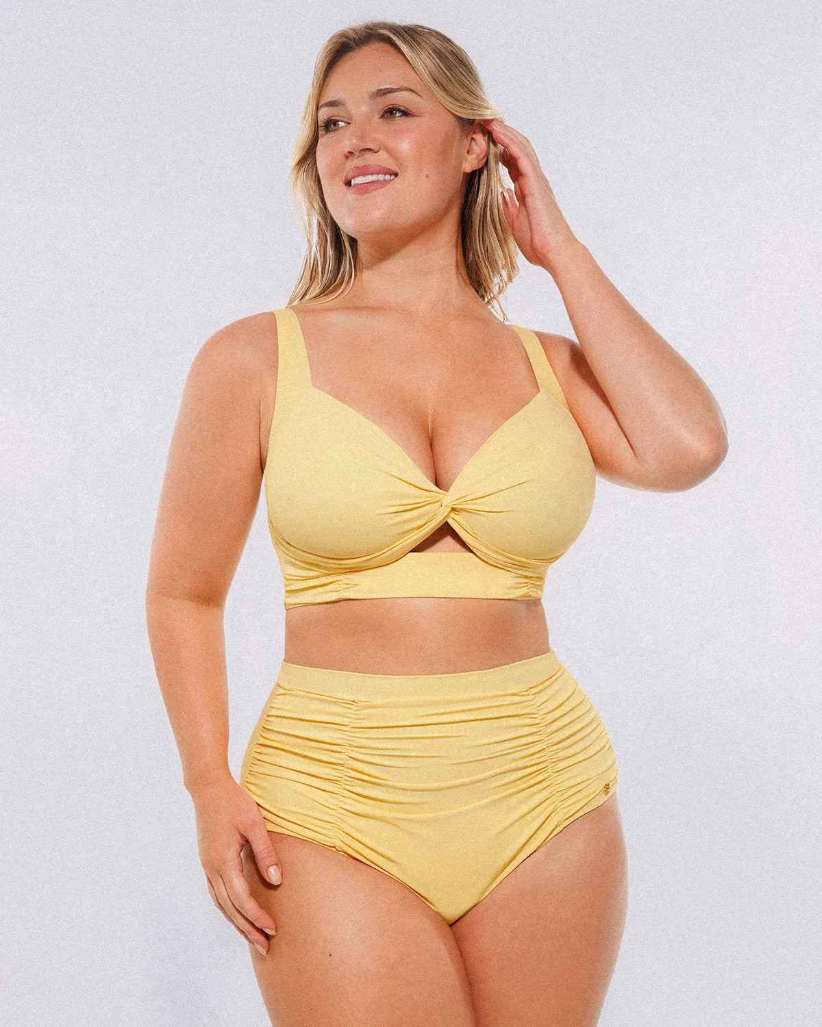 Smart Sculptâ„?Twist-Front Bikini Top & High-Waisted Bottom Set
