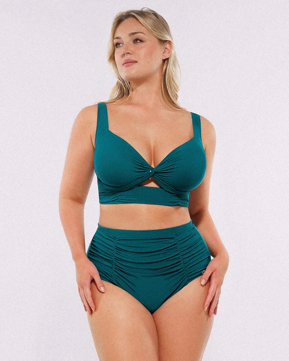 Smart Sculptâ„?Twist-Front Bikini Top & High-Waisted Bottom Set