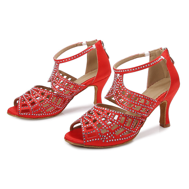 Women's Satin Customized Heels Dance Boots Salsa Dancing Shoes