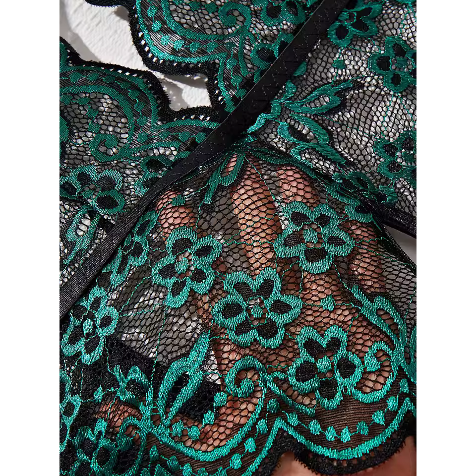 Model LT358Cross Hollow Crotchless Fishnet Bodysuits