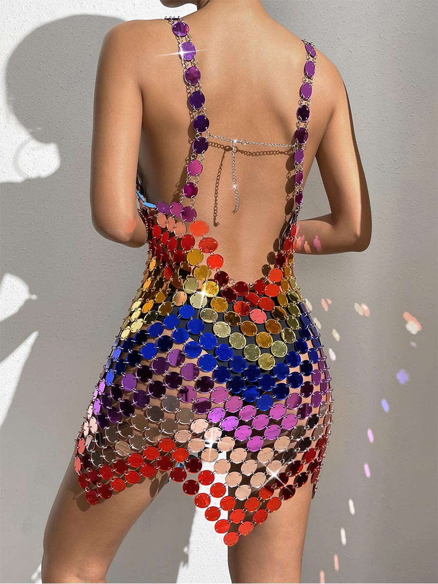 Fashion Chainmail Dress In Rainbow
