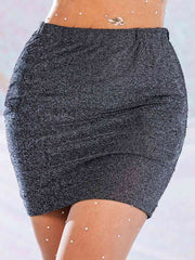 Grey Glitter Skirt - Mini Pencil Skirt