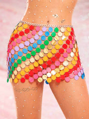 Colorful Sequin Skirt - Shiny Metal Chain Mini Skirt