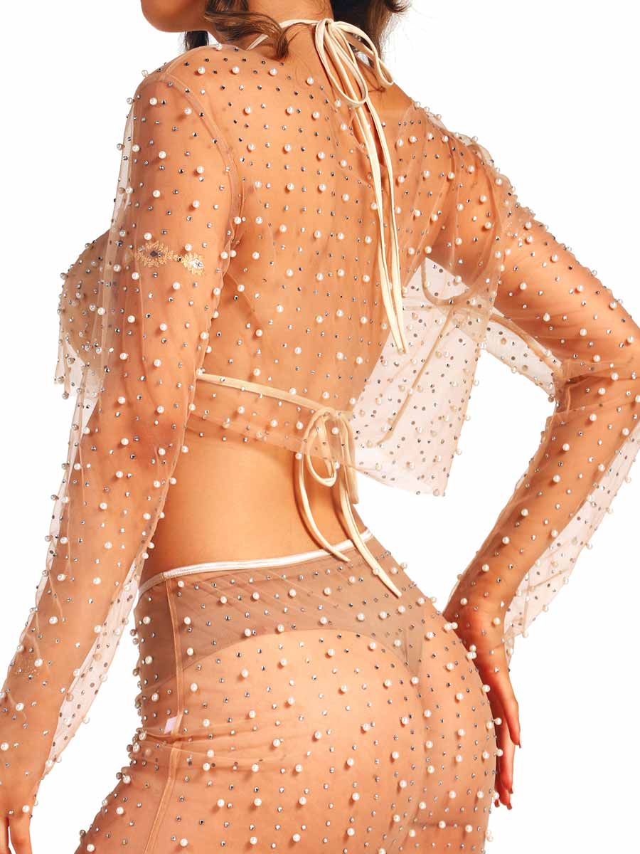Short Pearl Rhinestone Transparent Top