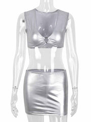 Reflective Silver Two Piece Set