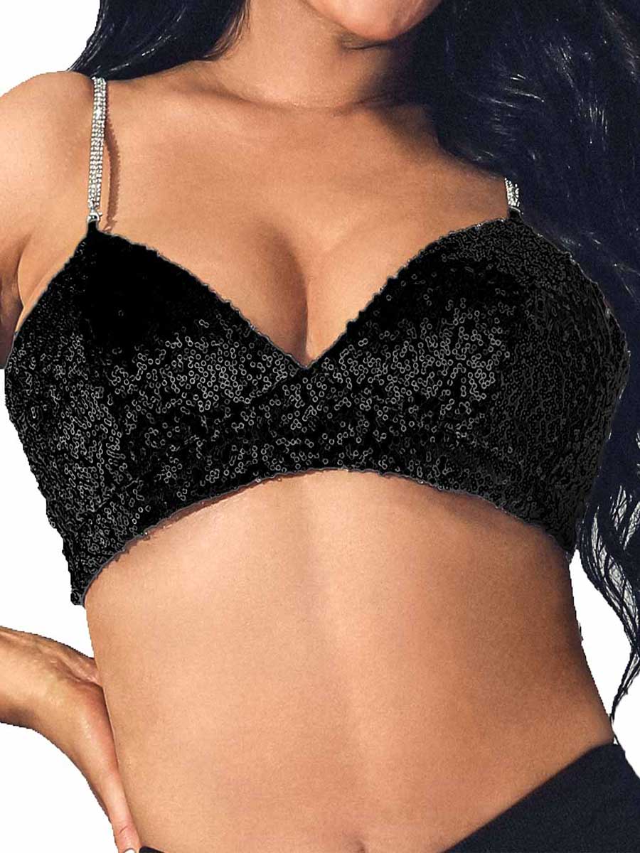 Black Glitter Bra