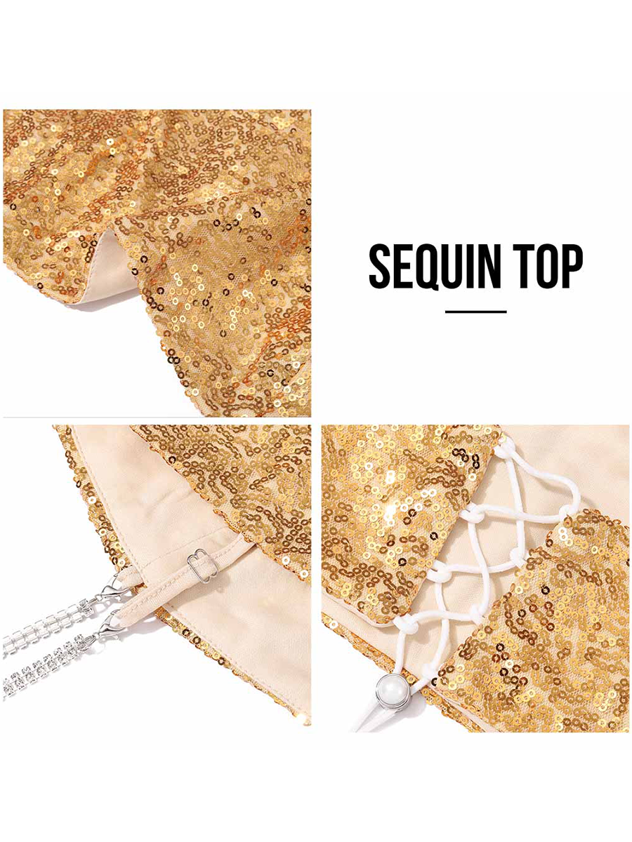 Gold Glitter Bra with Rhinestone Straps