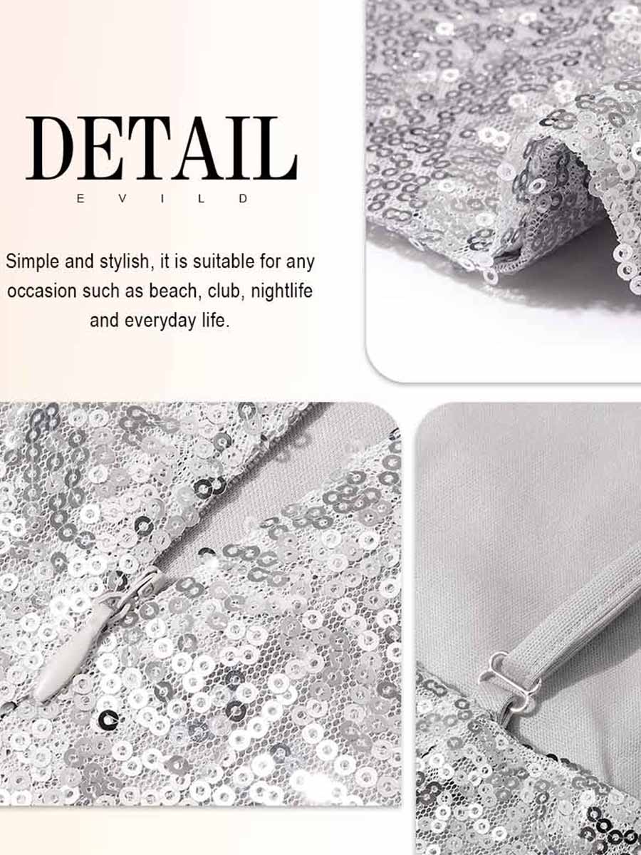 Silver Glitter Spaghetti Strap Dress