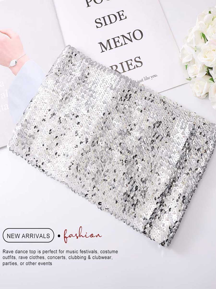 Silver Sequin Tube Top