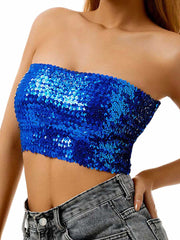 Blue Sequin Tube Top