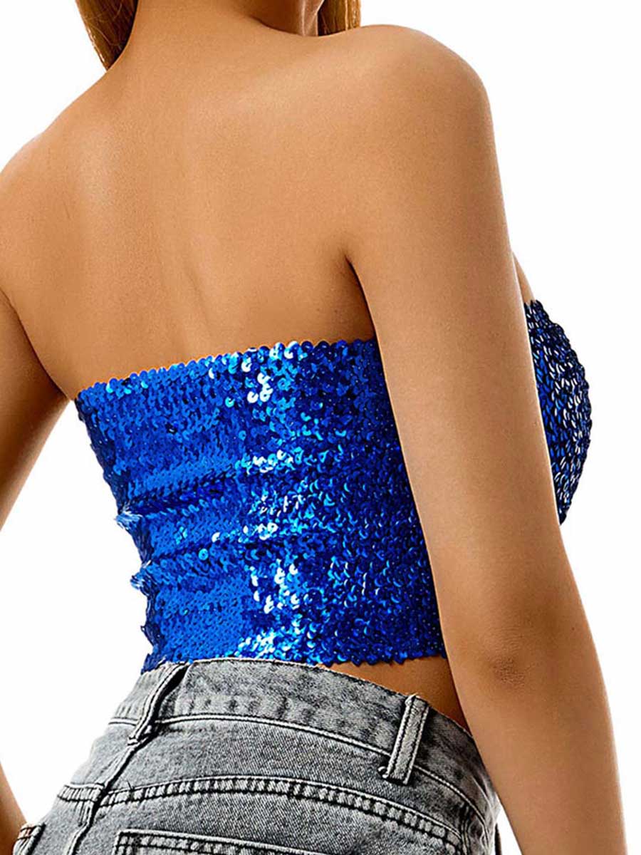 Blue Sequin Tube Top