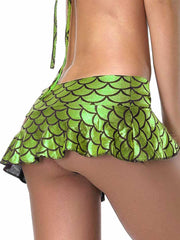 Green Fish Scale Reflective Miniskirt