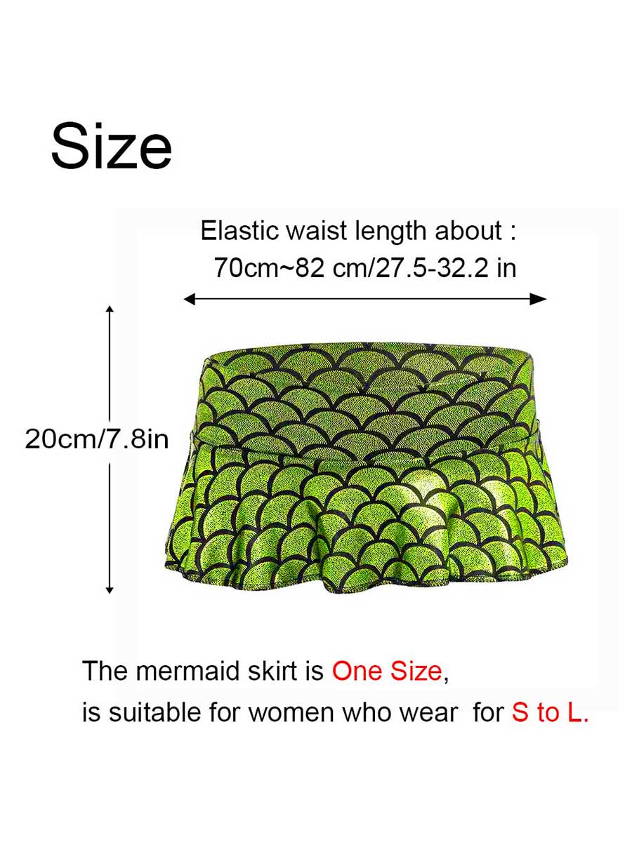 Green Fish Scale Reflective Miniskirt