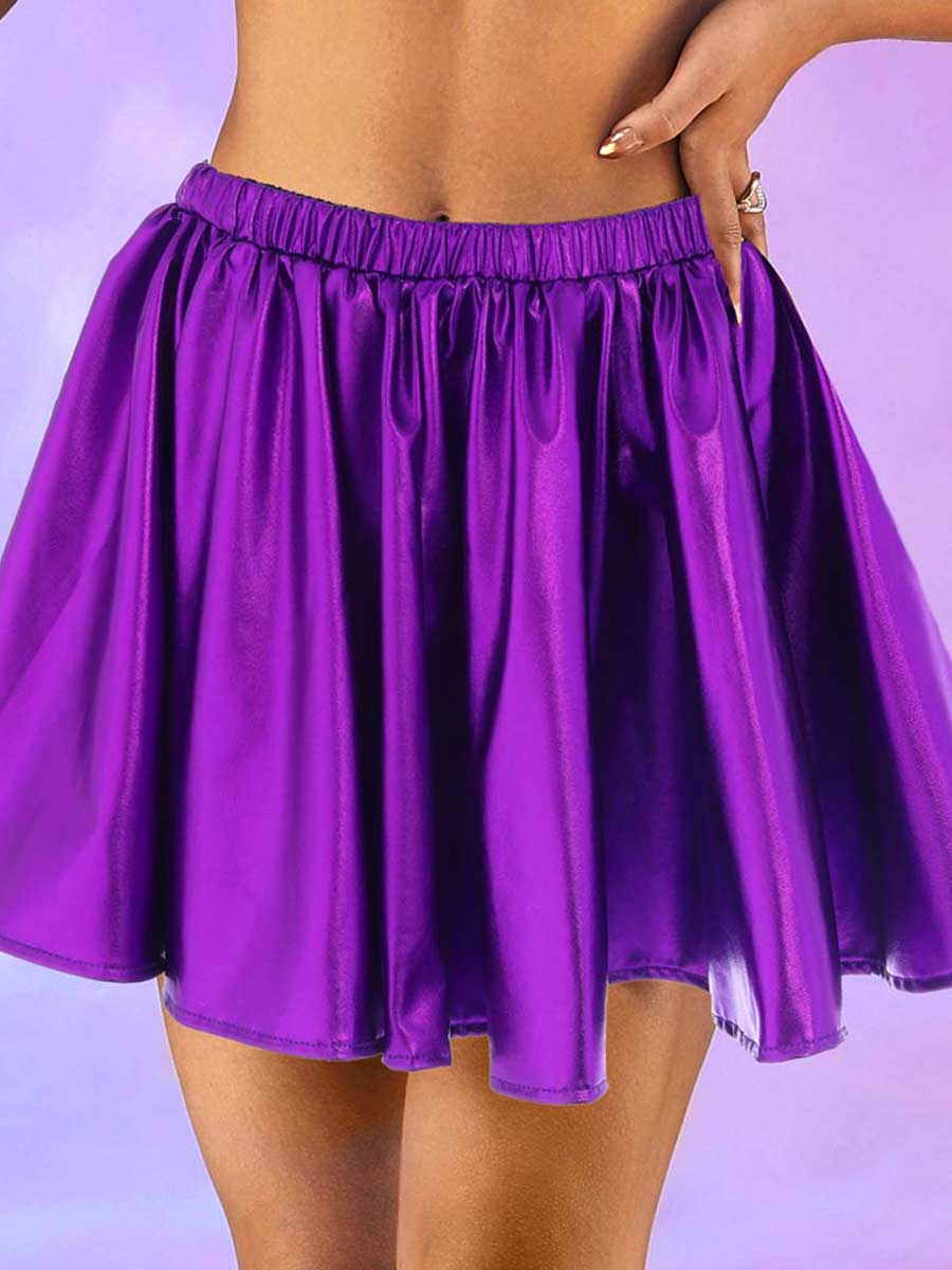 Purple Reflective A-Line Skirt