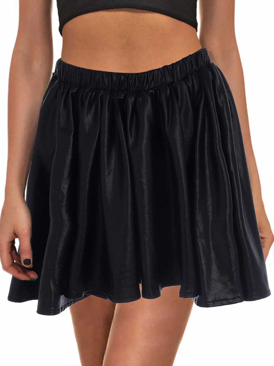 Black Reflective A-Line Skirt