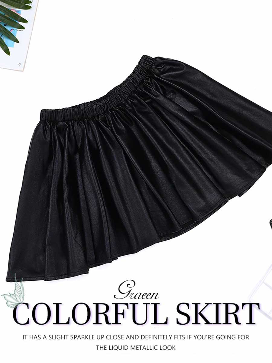 Black Reflective A-Line Skirt