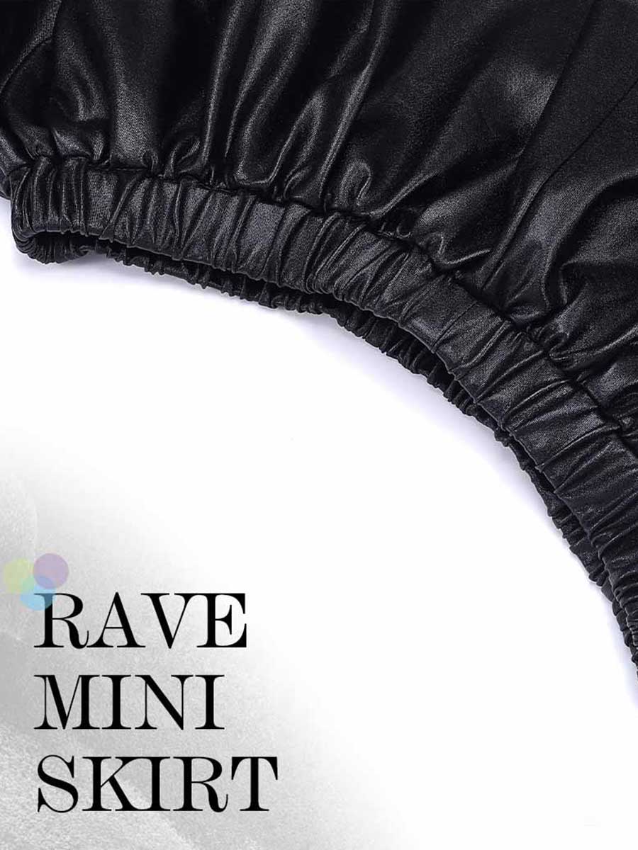 Black Reflective A-Line Skirt