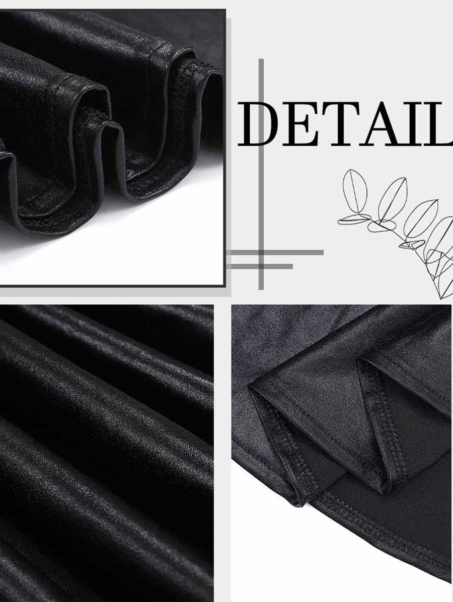 Black Reflective A-Line Skirt