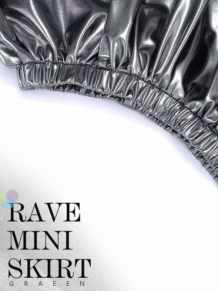 Silver-Gray Metallic Mini Skirt