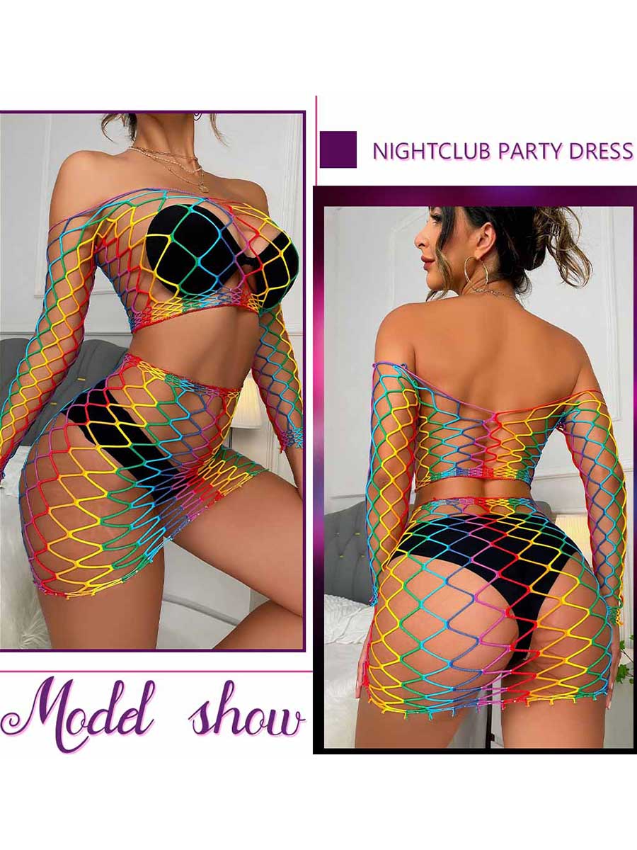 Rainbow See-Through Mesh Set
