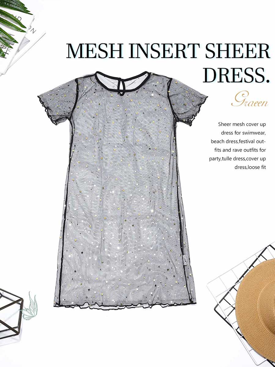 Sequin Black Transparent Cover-Up Dress