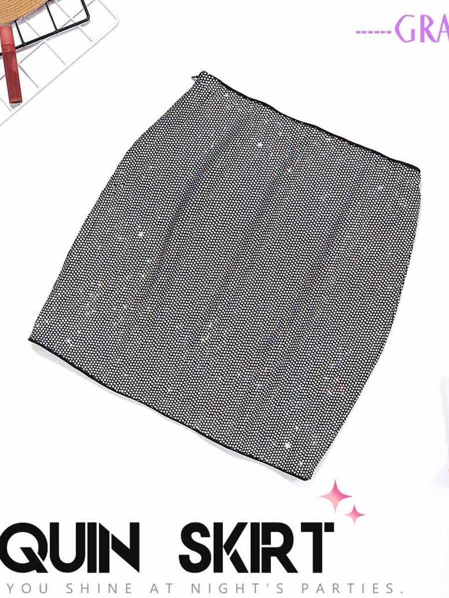 Silver-Gray Glitter Mini Skirt