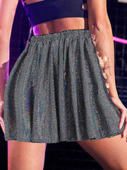 Shiny High-Waist Nightclub Style Dance Skirt