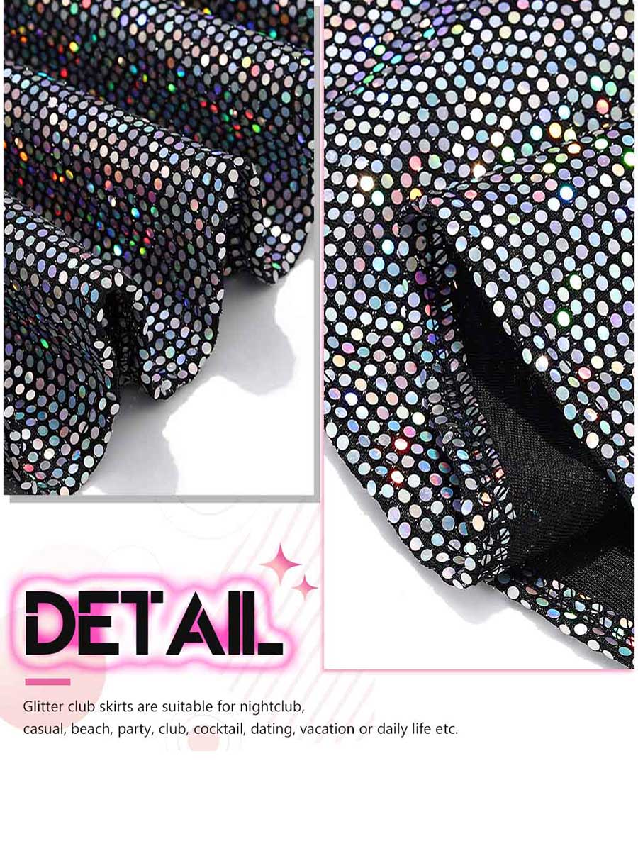 Shiny High-Waist Nightclub Style Dance Skirt