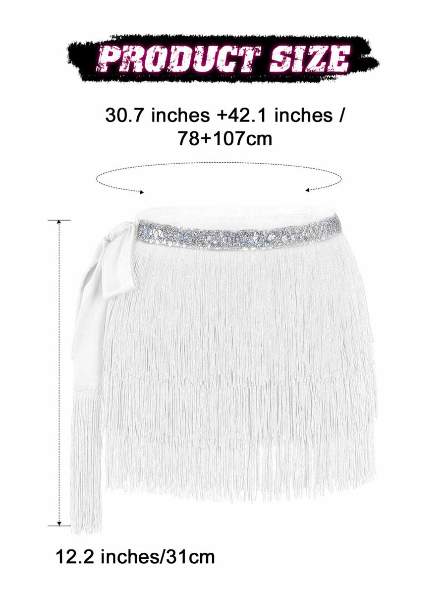Silver Sequin Tassel Skirt