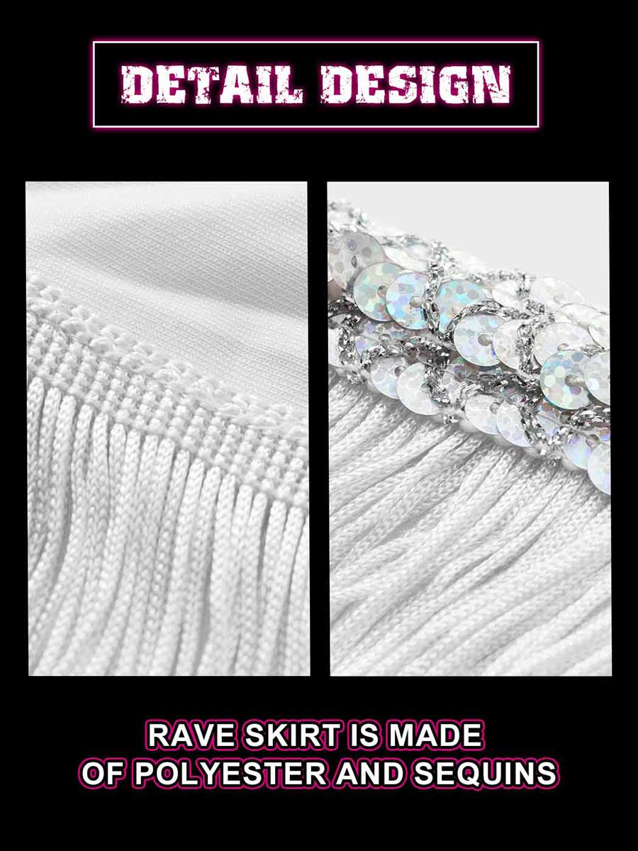 Silver Sequin Tassel Skirt