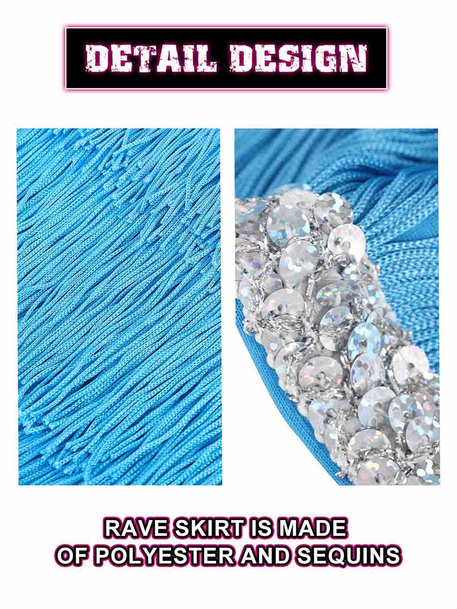 Silver Sequin Blue Tassel Skirt
