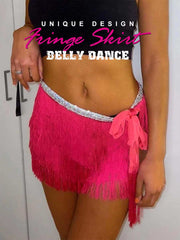 Silver Sequin Rose-Red Tassel Skirt