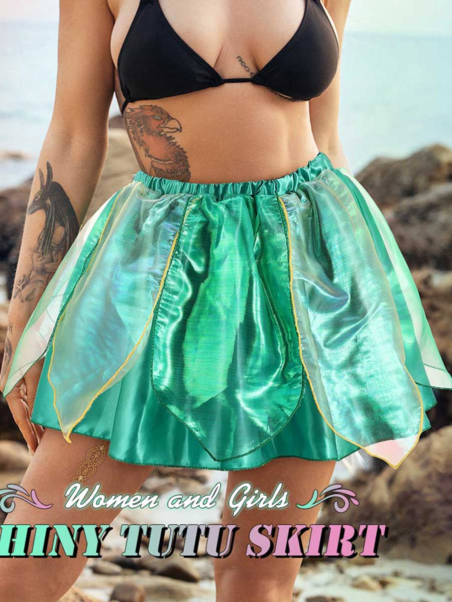 Green Reflective Leaf Tutu Skirt