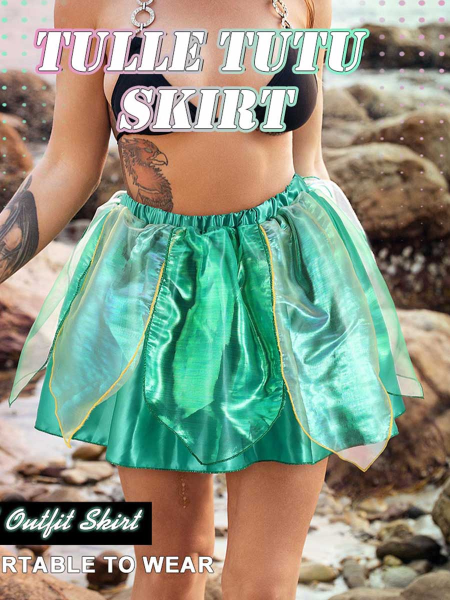 Green Reflective Leaf Tutu Skirt