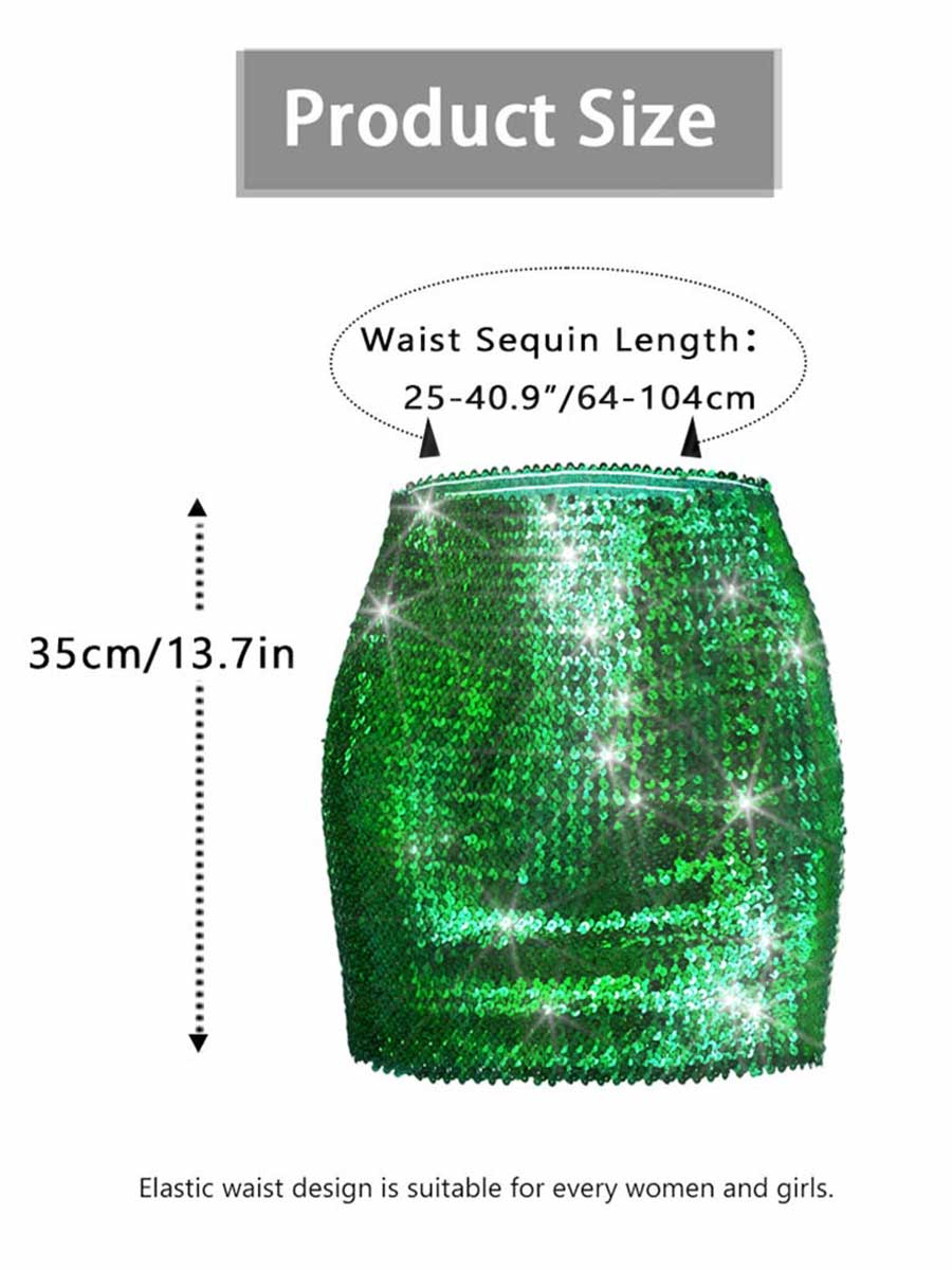 Green Glitter Mini Pencil Skirt