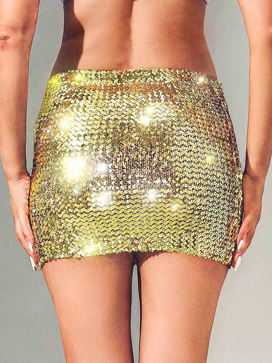 Gold Glitter Mini Pencil Skirt
